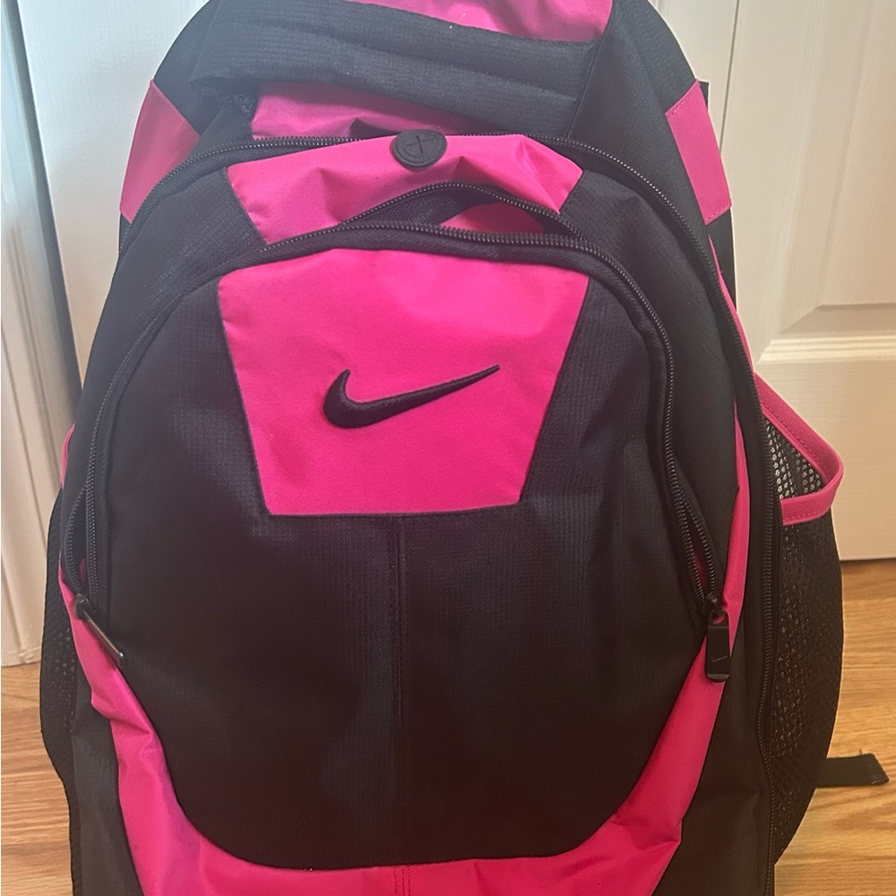 LN Nike Black and Pink Sports Rolling Backpack